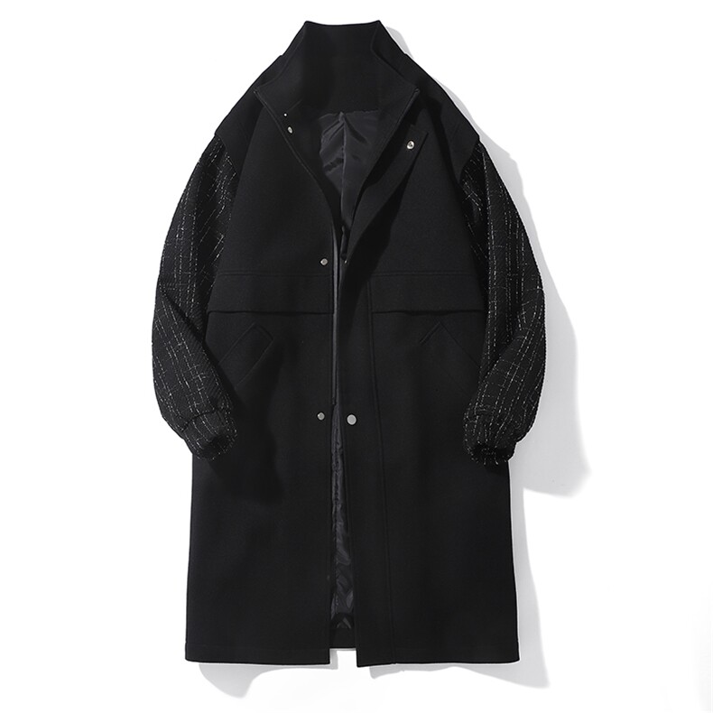 3W件大货小香风假两件毛呢男大衣男风衣男大码F115-P125白底平铺B，男装风衣，星座401