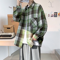 衬衫男2025秋季新款港风磨毛格子长袖衬衣CS603-特P27无差价，男装衬衫，星座214-3