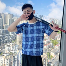 圆领短袖格子男夏季薄款新款内搭夏季打底衫T199，男装T恤，星座1116A-2（原606A-1）