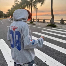 秋新款美式复古个性印花毛巾绣青少年休闲百搭连帽卫衣WY221P53，男装卫衣，星座1013-5