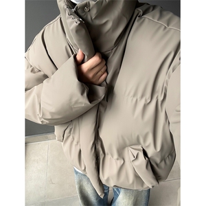 现货5W件冬季三防重磅boxy短款羽绒立领PU皮棉衣外套男女加厚棉服图片