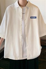 冰丝短袖衬衫男士夏季薄款港风复古学院风宽松大码半袖衬衣服外套，男装衬衫，电商B371