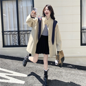 设计感减龄宽松风衣外套女春秋新款爆款可拆卸连帽小个子百搭大衣图片