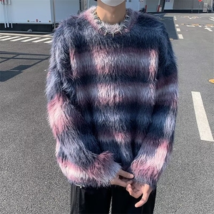 美式复古秋冬2024款重磅软糯圆领毛衣男宽松百搭情侣针织上衣M298图片