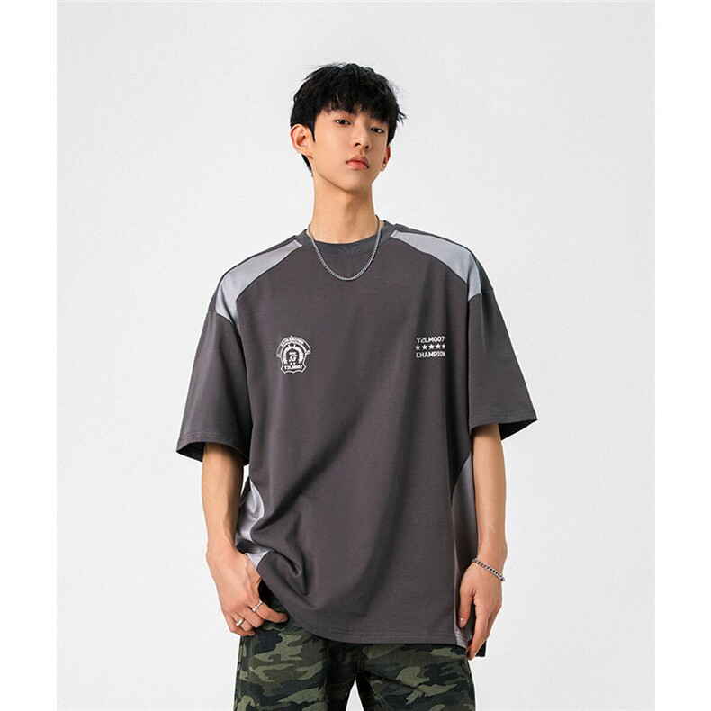 1凉感双色拼接设计羽毛球球服大码M-5XL短袖T恤男DX78029P50控78图片