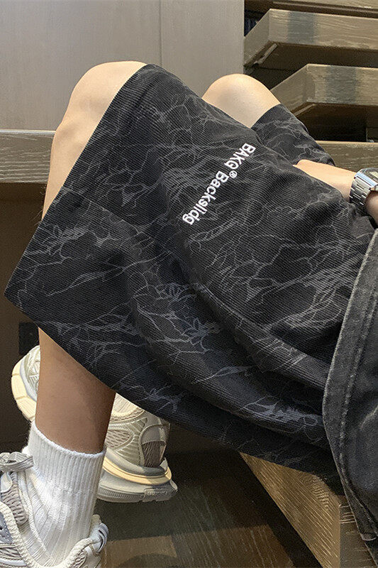 夏季闪电满印字母刺绣短裤XZ604-DK502-P35控48,男装牛仔裤,星座604