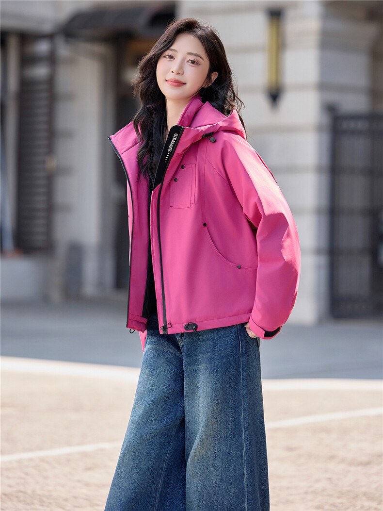 现货2025年冬季新款时尚棉服短款户外派克夹棉外套棉衣,女装棉衣/棉服,悦祺