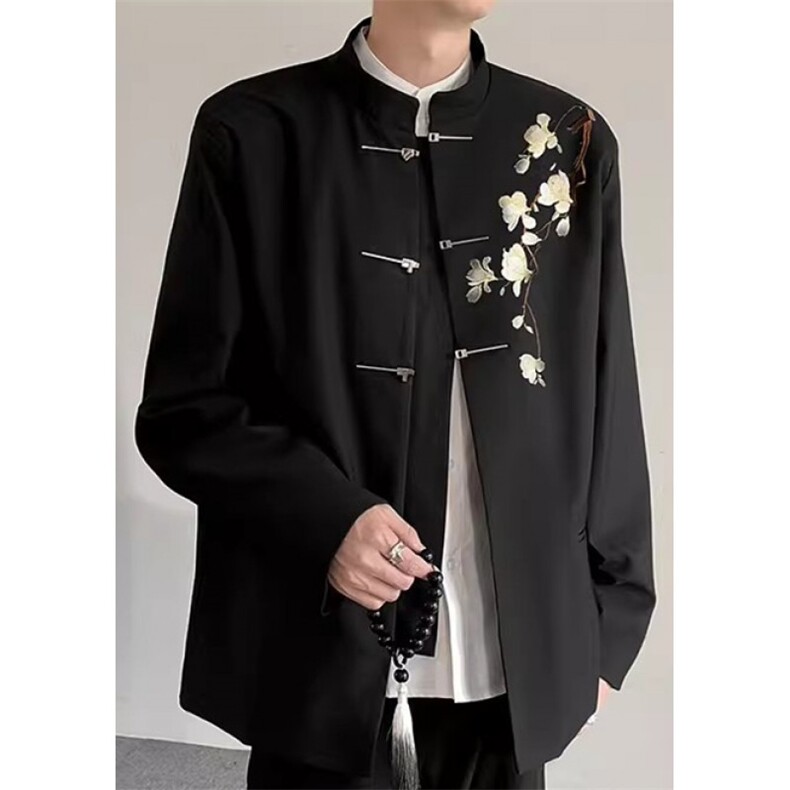 春秋新中式重工刺绣玉兰花中山装西服外套男复古痞帅XW76,男装西服,星座1116A（原606A-3）