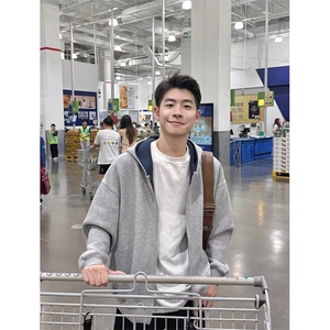 抖音得物高品质二开26春装美式重磅宽松结构双面连帽卫衣外套开衫图片