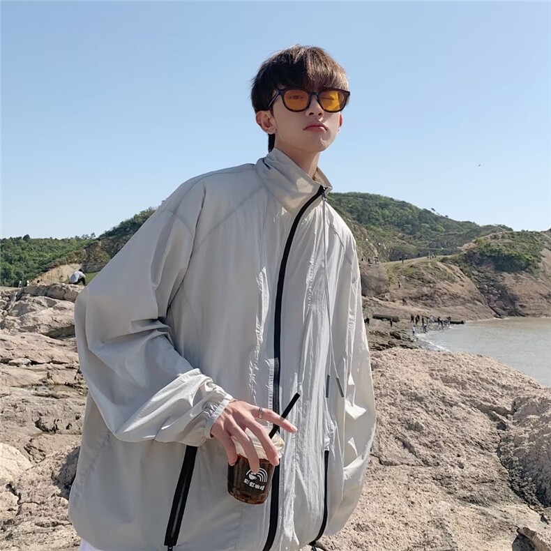 夏季薄款防晒衣男韩版潮流纯色帅气2023新款ins宽松外套W4873-P40，男装防晒衣，星座412-2