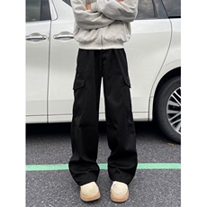 美vibe风黑色高街裤子男工装机能排扣休闲裤男HR31P48，男装休闲裤，星座1116-2