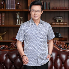 爸爸中年男士夏装短袖衬衫老年人休闲时尚，男装衬衫，钱塘6003（原4033）
