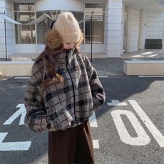 6978数据款现货大货已出立领格子羊羔毛外套P225-K338，女装羊绒大衣，2D034