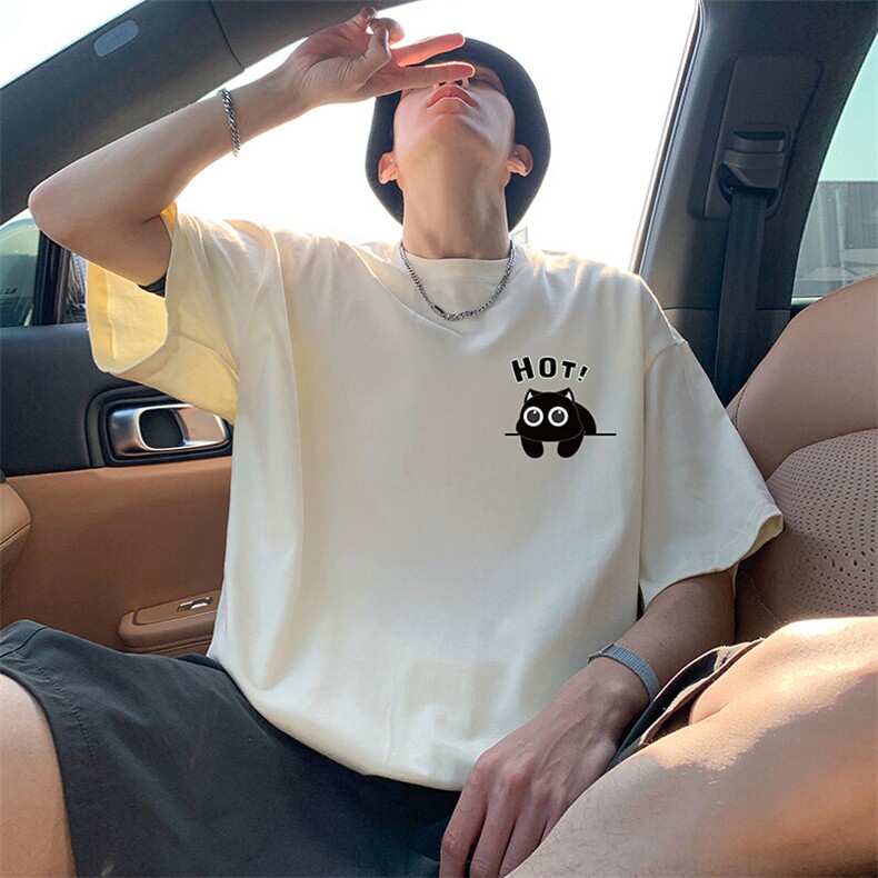 T783大码宽松纯棉运动圆领体恤衫oversize短袖T恤男重磅T图片