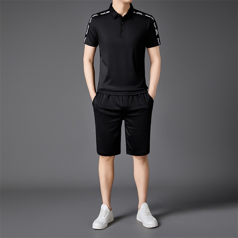 男士夏季休闲翻领短袖上衣短裤子五分裤套装时尚运动男装,男装牛仔裤,钱塘6003（原4033）