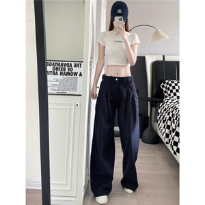 2025美式复古褶皱设计感宽松休闲裤男女高级感小众裤子情侣潮图片