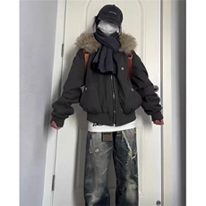 复古座山雕加绒棉服外套男女冬季毛领连帽短款情侣棉衣JHT266，男装棉衣，星座1116A（原606A-3）