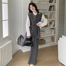 新品现货2025秋装两件套马甲+阔腿裤2C116-2507-P165-P228，女装套装/套裙，2C116