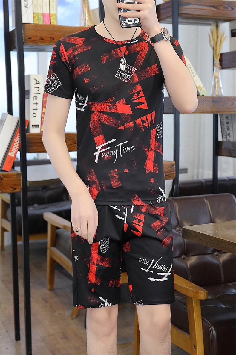 夏季睡衣男青少年学生冰丝运动休闲夏天薄款套装男T721-P28,男装休闲套装,星座1206（原A206）