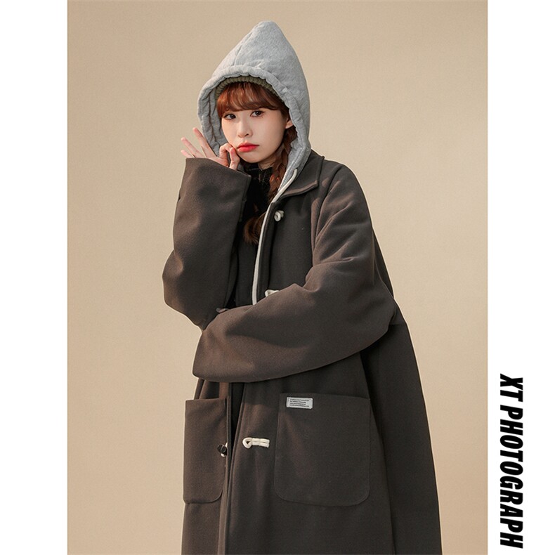 1中性风牛角扣加棉呢大衣女可拆卸帽外套女FY8716P138控188，女装毛呢外套，星座226-2
