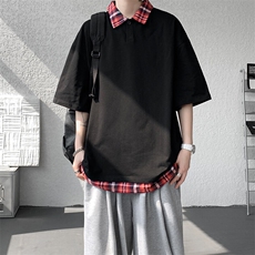 短袖男夏季新款港风宽松假两件体恤上衣CS3302-P32，男装T恤，星座214-3