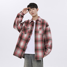 小香风复古格子加厚衬衫夹克外套休闲情侣宽松C2200-P45【特价】A，男装夹克，电商A007
