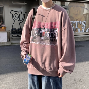 B266-T03-P60 23春季新款水洗做旧宽松休闲情侣卫衣图片