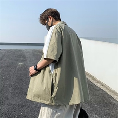 衬衫男韩版潮流拼色帅文艺2026夏季新款ins宽松百搭外套CY179-P35，男装衬衫，星座412