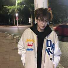 原潮植绒刺绣字母棒球服2025年春季新款百搭帅气外套夹克，男装夹克，星座1210-1