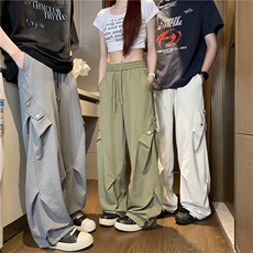 夏季新款潮流假口袋褶皱宽松休闲冰丝裤B315-K25735-特p30控58，男装休闲裤，电商B315