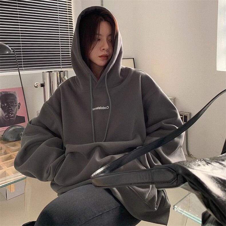 C0242-P55韩系chic秋冬2024连帽套头卫衣宽松百搭显瘦,女装卫衣/绒衫,星座617A-2