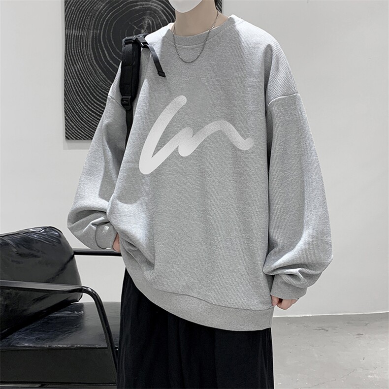 华夫格卫衣圆领卫衣男大码长袖t恤男外套HW76280-P30,男装卫衣,电商A040