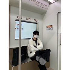 A697-P57美式超保暖加厚水貂毛毛衣男加棉毛绒针织开衫小香风，男装T恤，电商B323A