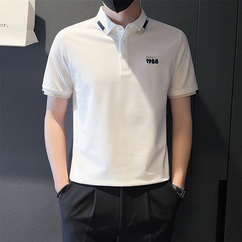 6603-P58夏季刺绣POLO衫男字母T恤男装半截袖新款夏装-3控78,男装Polo衫,星座603-2