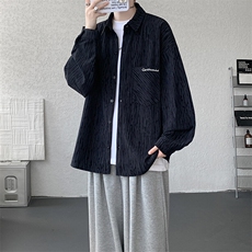 衬衫男秋季新款港风宽松灯芯绒扎染刺绣长袖衬衣CS8102-P42，男装衬衫，星座214-3