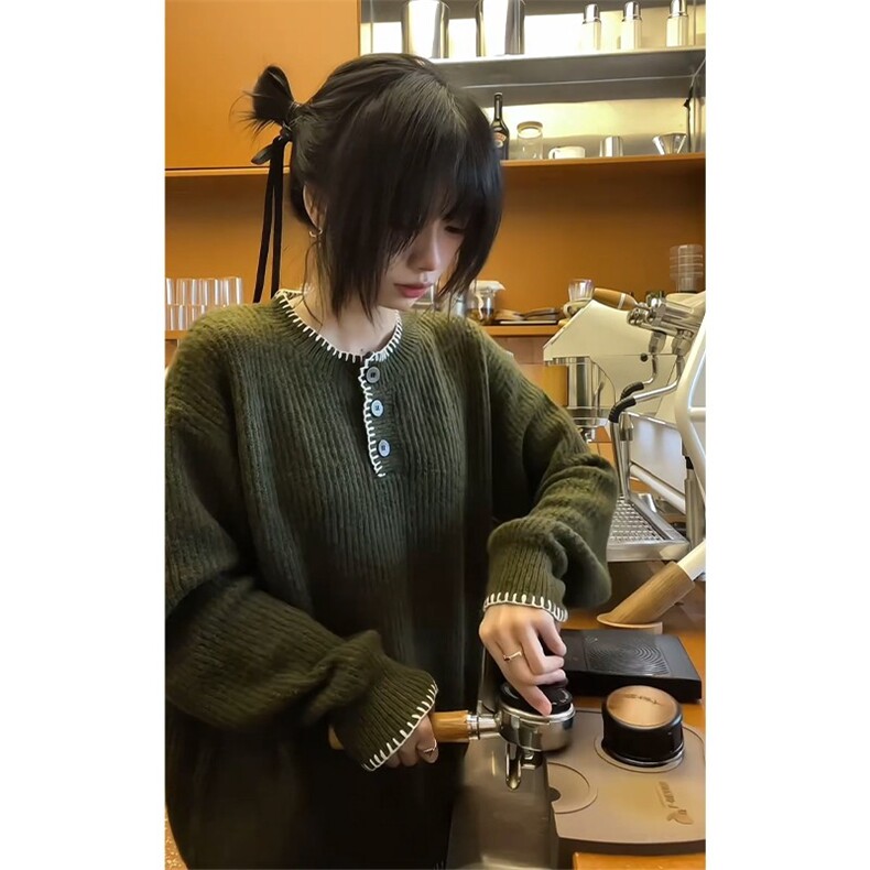 有货 亨利领毛衣男款冬季潮牌慵懒风针织衫内搭打底衫LM5955-p58图片