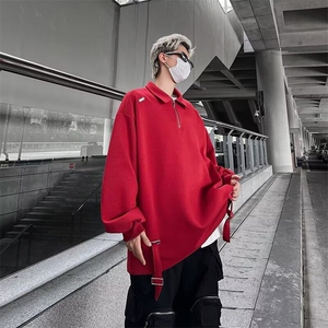 【有货】DA50-P40青少年POLO领文艺潮春秋半拉链翻领POLO衫长袖男图片