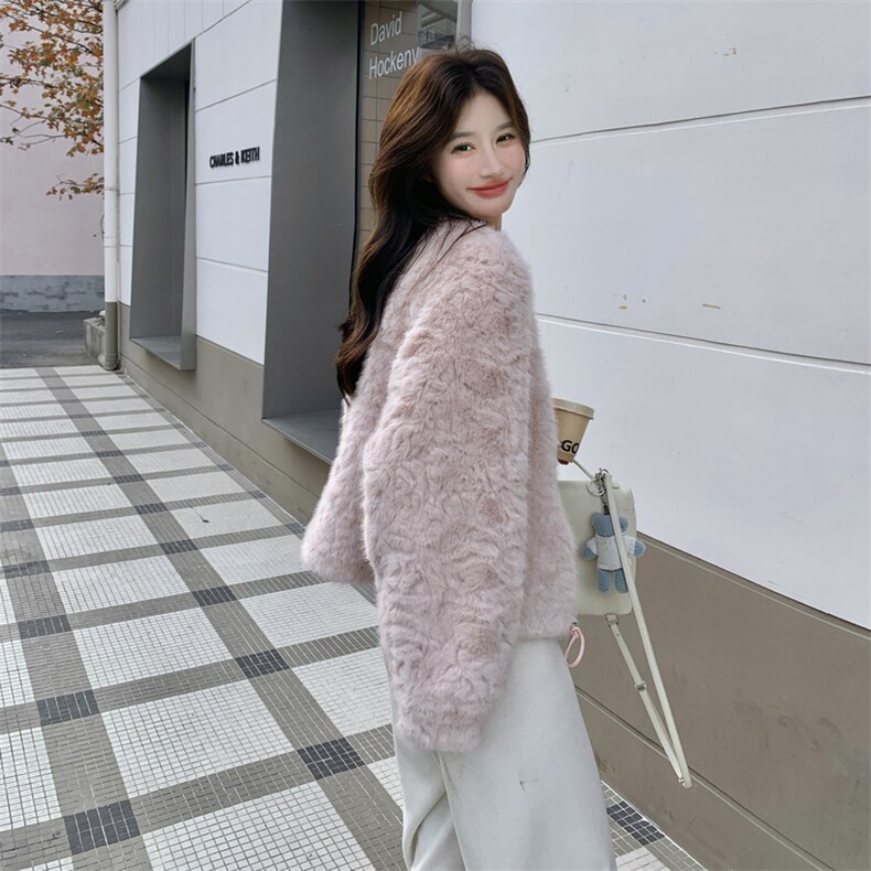 现货莫斯粉羊羔毛外套2C117-1827P175K268,女装短外套,2C117
