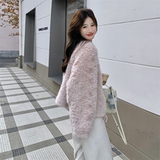 现货莫斯粉羊羔毛外套2C117-1827P175K268，女装短外套，2C117