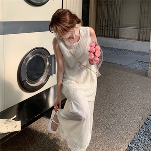 法式肌理感假两件连衣裙女2025夏季新款巨好看小个子收腰显瘦长裙图片