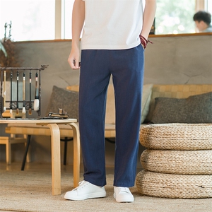 亚麻休闲裤男夏季垂感弹性亚麻裤子风潮流长裤225-6-K07-P45图片