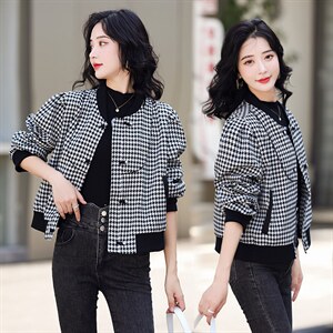 秋季新款千鸟格短外套女2022年春秋时尚修身小个子高端夹克现货！图片