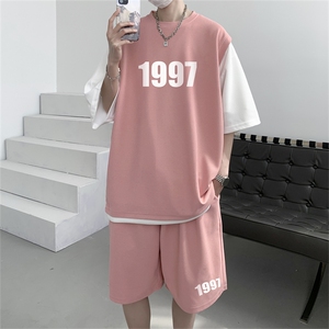 华夫格套装潮流休闲短袖短裤两件套FTZ3077-P55控78图片