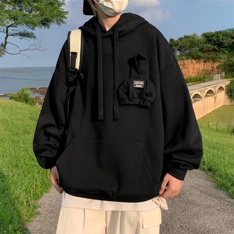 立体公仔衫连帽卫衣男2023秋季情侣宽松oversize衣服W5081-P35,男装卫衣,星座512-2