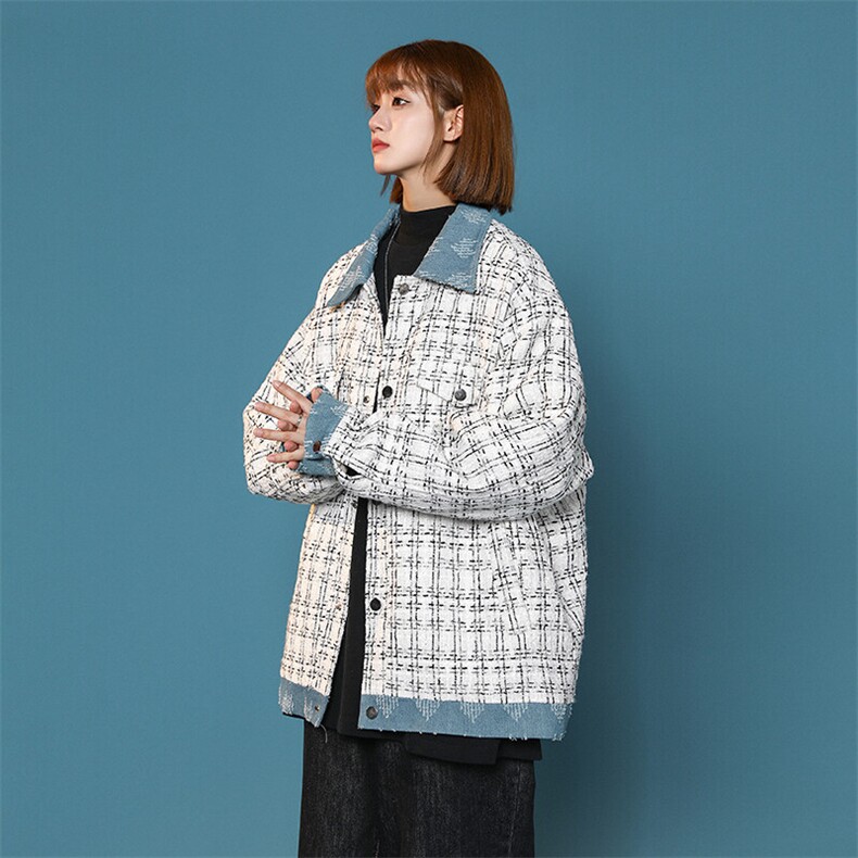 高品质25春季牛仔拼接小香风夹克流行高街港风中性外套W315-TP83，男装夹克，电商A170