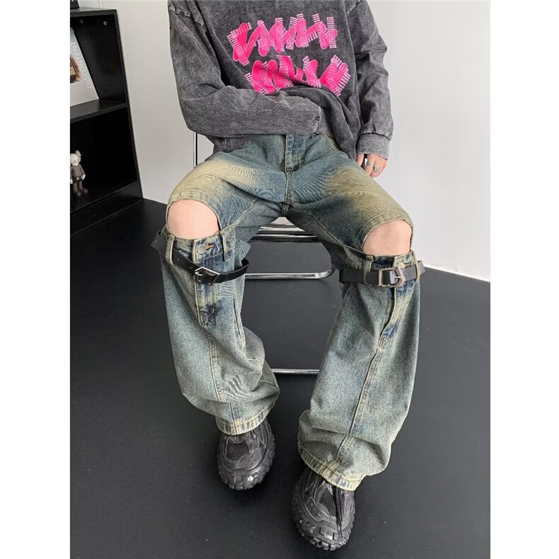 青春流行ins男直筒水洗牛仔裤Y9067P55,男装牛仔裤,星座1116-2