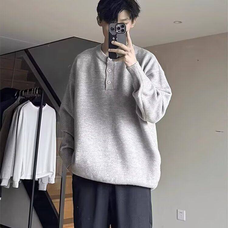 1506/QMY280/P42美式亨利毛衣针织衫秋冬慵懒打底宽松外套纯色,男装T恤,星座1506