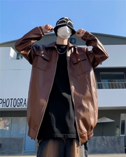 美式PU皮外套男春季潮牌街头宽松机车服CJ17P70，男装工装外套，星座1116-2