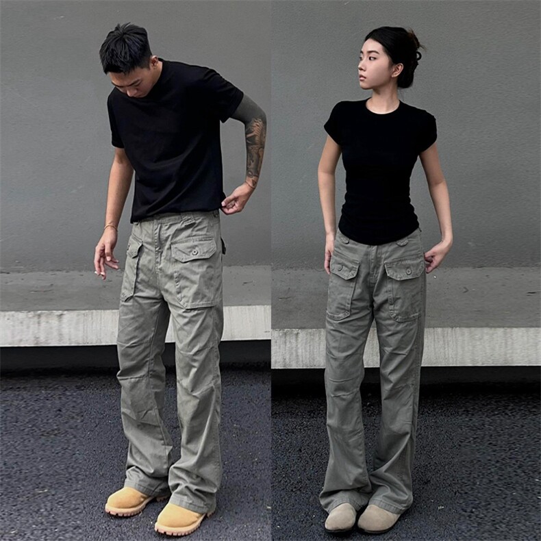 【网图有货】灰绿色工装裤欧美vibe裤子美式伐木裤GZK18CC-特P60,男装工装外套,星座1007（原301D）