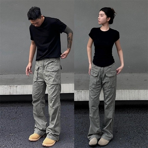 【网图有货】灰绿色工装裤欧美vibe裤子美式伐木裤GZK18CC-特P60图片